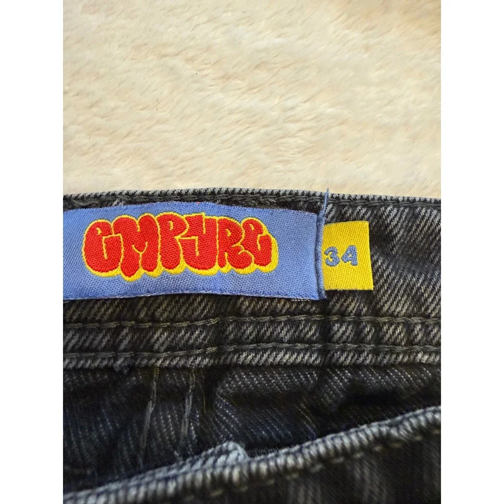 Empyre Relaxed Fit Jeans Mens 34 Faded Black Denim Skate Straight Leg Pants